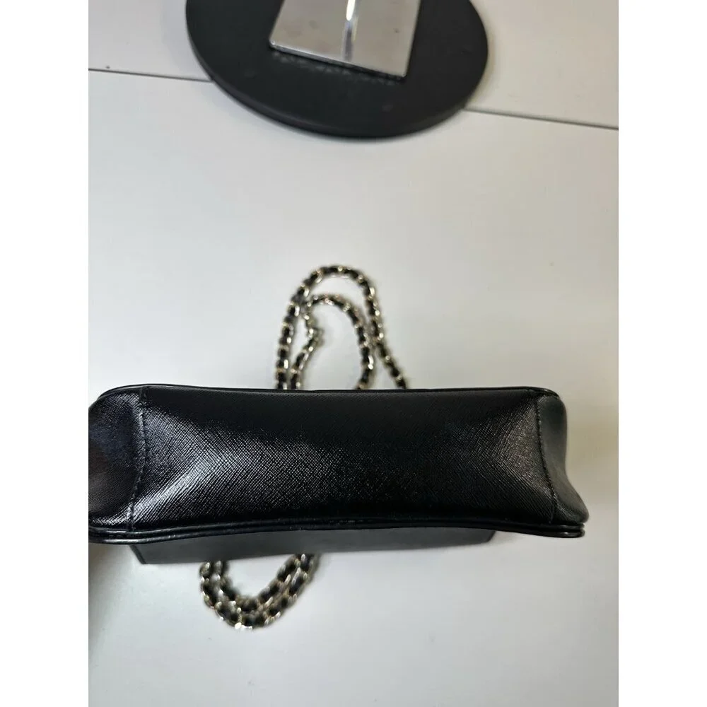 Tory Burch Shoulder Bag Chain Strap Saffiano Black